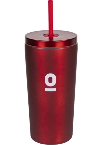 Kırmızı Metal Paslanmaz Çelik Pipetli Termos 520 ml Kapaklı No:95