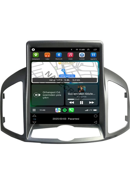 Chevrolet Captıva 2011-13 Tesla Grıuyumlu Androıd Multimedya Gerçek 2/32 Kablosuz Carplay Geri Görüş Kameralı