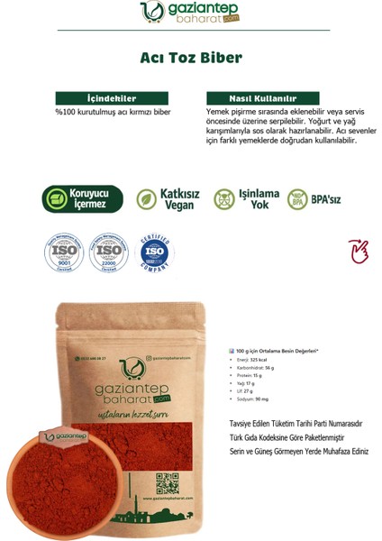 Acı Toz Biber 200 gr – Zengin Lezzet ve Keskin Acılık fiyatları