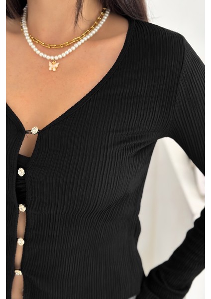 Kadın Düğme Detaylı Fit Triko Bluz – Zarif & Modern Stil modelleri
