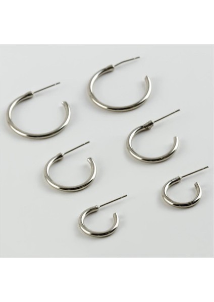 Resveq 6lı Kalın Boş Halka-Gümüş Rengi