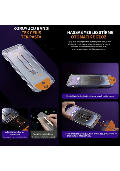 Iphone 16 Pro Max Şeffaf Kendinden Aparatlı Cam Kolay Takma 360 Tam Kaplama Ekstra Darbe Koruyucu