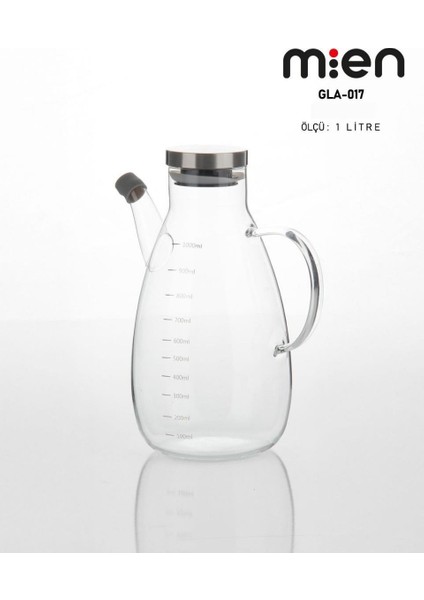 1 Lt Metal Kapaklı Cam Yağdanlık