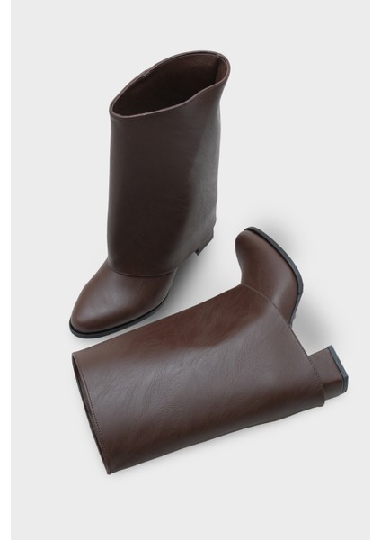 Kadın Sivri Burun Paçalı Topuklu Günlük Bot Lina Kahve fiyatları