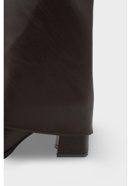 Kadın Sivri Burun Paçalı Topuklu Günlük Bot Lina Kahve modelleri