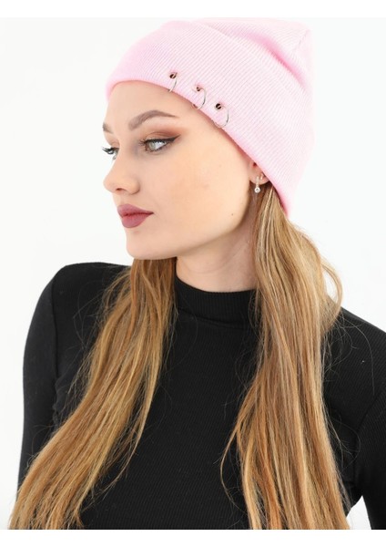 Kadın Pembe Piercingli Kışlık Bere fiyatları