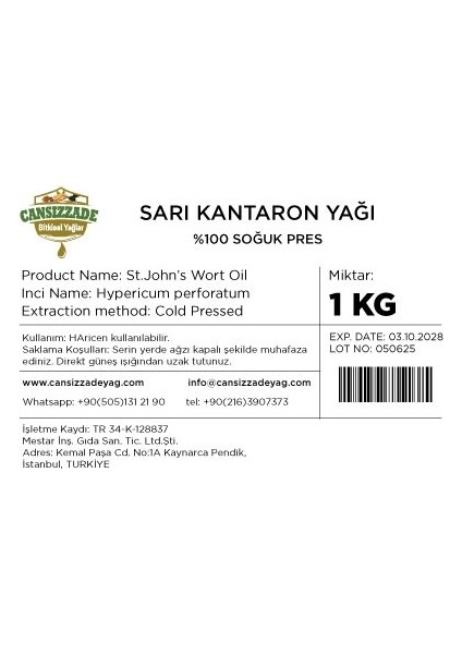 Sarı Kantaron Yağı 1kg modelleri