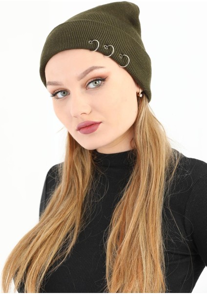 Kadın Haki Piercingli Kışlık Bere fiyatları