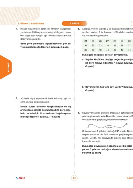6. Sınıf Tüm Dersler 1. Dönem 1. Yazılı Kitabı fırsatları