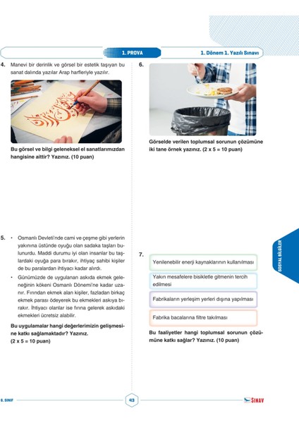 6. Sınıf Tüm Dersler 1. Dönem 1. Yazılı Kitabı indirimleri
