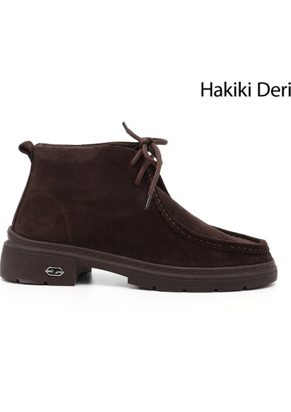 Kadın Kahve Süet Bağcıklı Hakiki Deri Comfort Bot