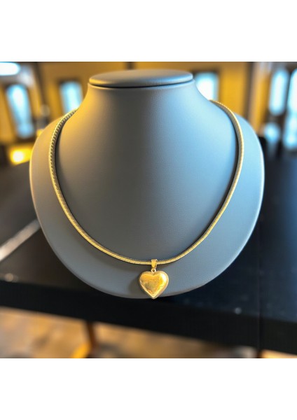 Kalp Bombeli Kalın Tel Çelik Kolye modelleri