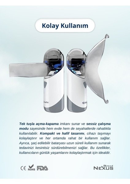 Direct Nexus Taşınabilir Mesh Hava Makinesi Nebulizatör modelleri