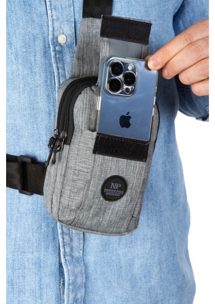 Keten Telefon Bölmeli Bel ve Çapraz Omuz Çanta Göğüs Seyahet Günlük Bodybag