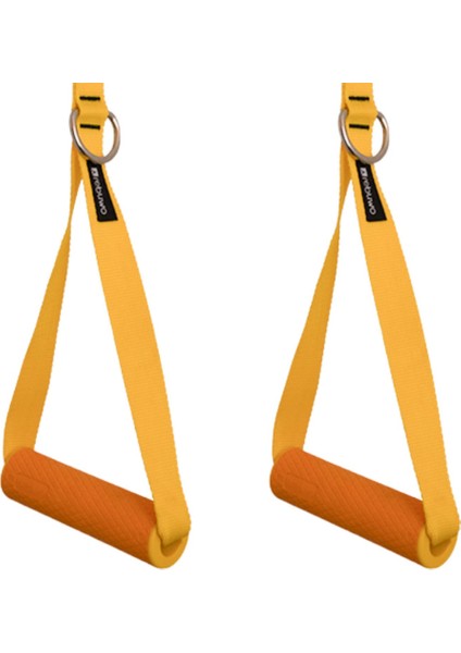 3 Kademeli Ayarlanabilir Cable Cross Elciği (1 Çift) - Turuncu Tutacaklı Sarı Fitness Ağırlık Çekiş / Reformer Egzersiz Aparatı 44CM