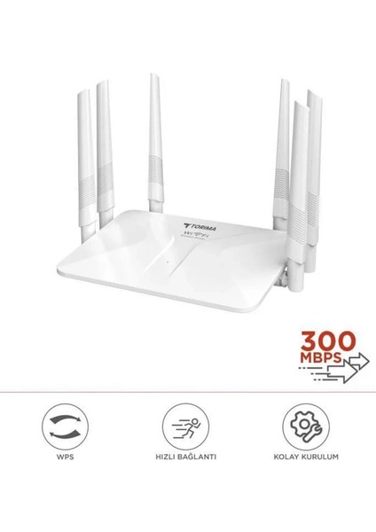 Beyaz Kablosuz 300MBPS Wifi Router 6 Güçlü Anten Geniş Kapsama 2.4ghz 4 Portlu WR50Q
