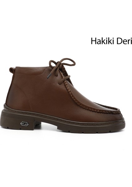 Kadın Kahverengi Bağcıklı Hakiki Deri Comfort Bot