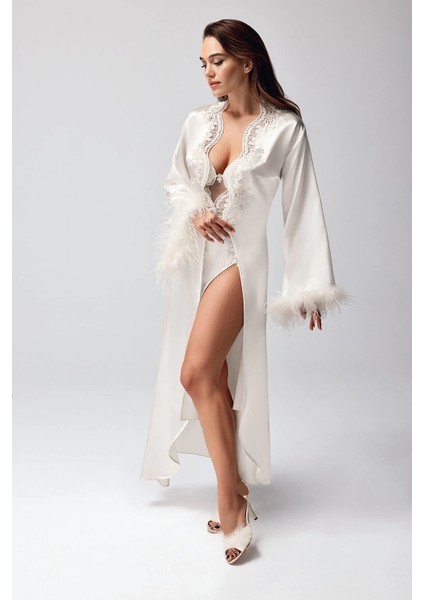 Mdb Freshness 9950-GS Saten Ortişli Gecelik Sabahlık Takım