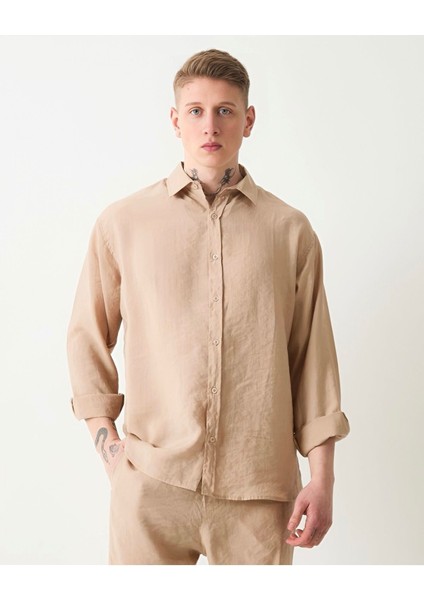 Oversize Saten Dokulu Erkek Gömlek fırsatları