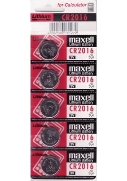 Maxell CR2016 3V Lityum Düğme Pil 5'li Paket