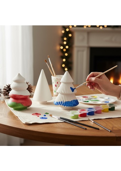 Kendin Yap Çam Ağacı Seti 3lü Yılbaşı Ağacı Boya Hediyeli