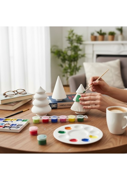 Kendin Yap Çam Ağacı Seti 3lü Yılbaşı Ağacı Boya Hediyeli modelleri