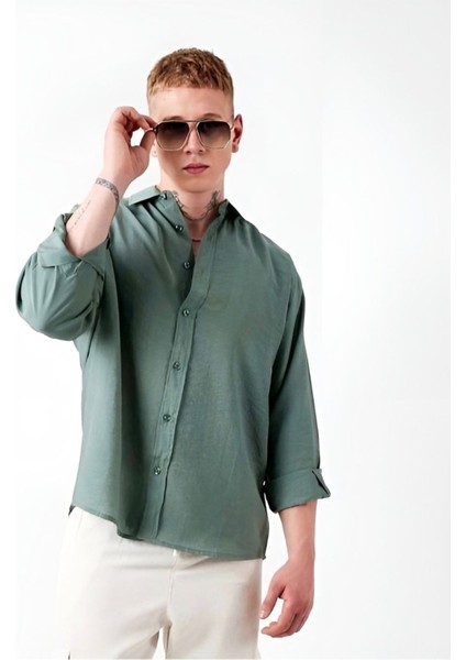 Oversize Saten Dokulu Erkek Gömlek fırsatları