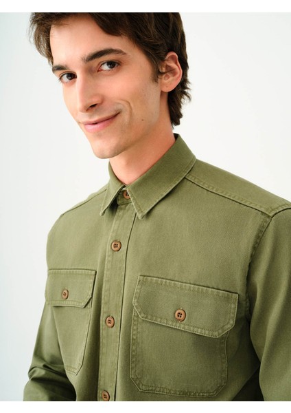 Uzun Kol Haki Erkek Gömlek LF2036930 fırsatları
