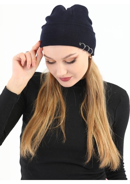 Kadın Lacivert Piercingli Kışlık Bere fiyatları