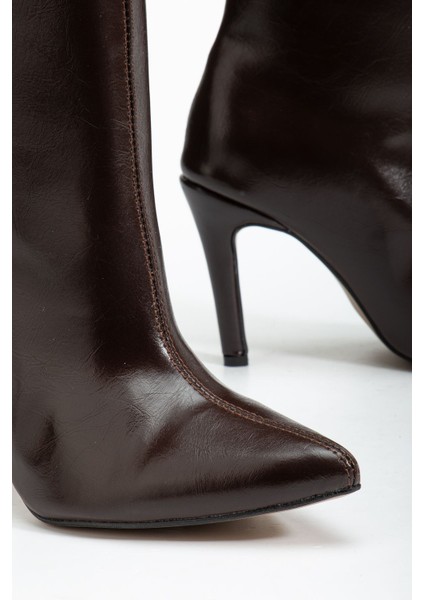 SYT-2004 Kahve Kırışık Rugan Günlük Bayan Çizme indirimleri