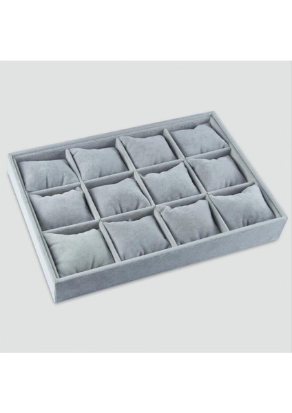 Resveq 12LI Anfora Kumaş Yastıklı Tabla-Açık Gri