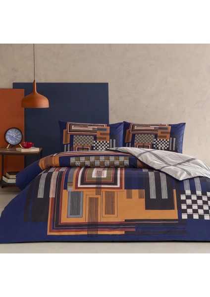 Genç Modası Ranforce Çift Kişilik Nevresim Takımı Ravıx Lacivert