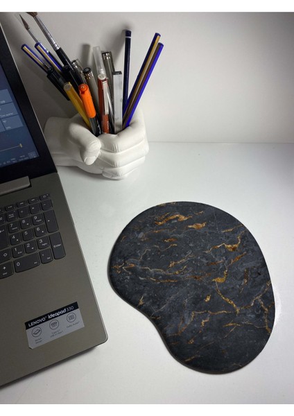 Siyah Mermer Desenli Bilek Destekli Mouse Pad