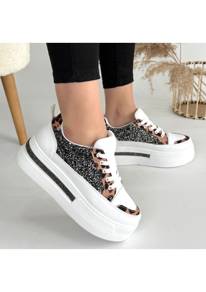 Lawin Beyaz Cilt Siyah Simli Bağcıklı Spor Ayakkabı - Lisinya fırsatları