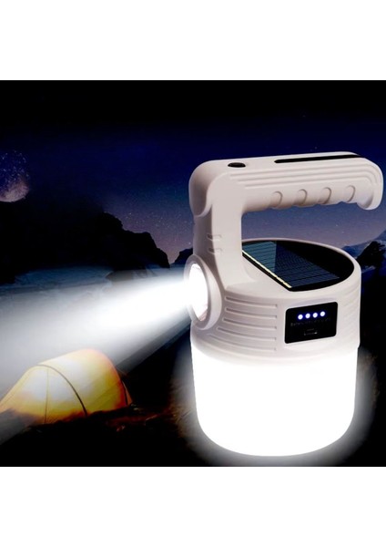 LED Güneş Enerjili Kamp LAMBASI–2000 Lümen Süper Parlak, 5 Aydınlatma Modlu,usb ile Şarj Edilebilir Dış Mekan,asılabilir Torch El Feneri (5263)