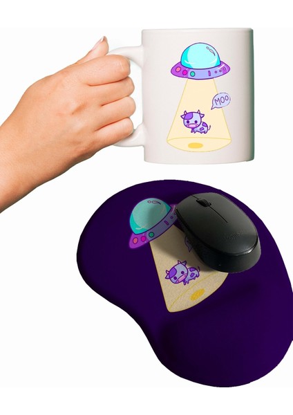 Uzaylı Istilası Baskılı Bilek Destekli Mouse Pad + Kupa Bardak Mug fiyatları