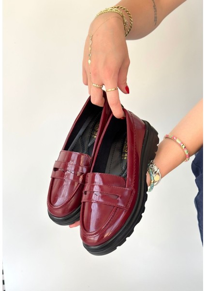 Narli Bordo Rugan Oxford Ayakkabı - Lisinya modelleri