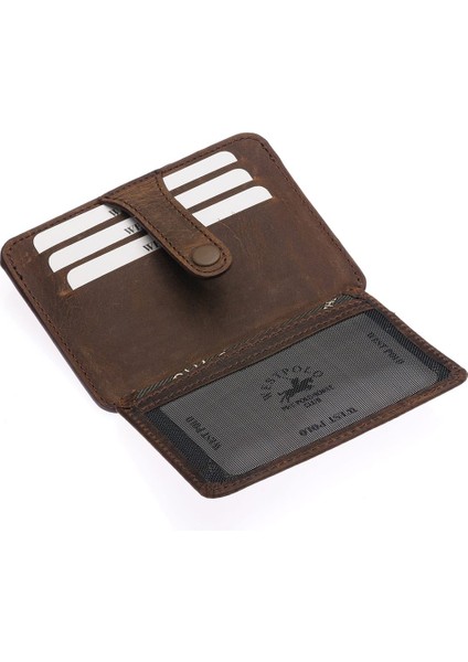 Carpi Kağıt Para Bölmeli Unisex Crazy Eskitme Hakiki Deri Kartlık - G6 Kahverengi modelleri