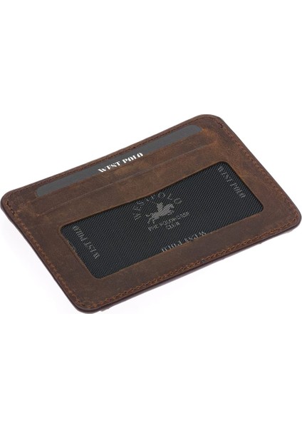 Carpi Kağıt Para Bölmeli Unisex Crazy Eskitme Hakiki Deri Kartlık - G6 Kahverengi fırsatları