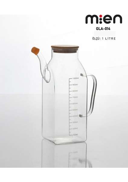 1 Lt Bambu Kare Cam Yağdanlık