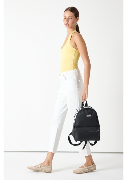 Powerspeed Kadın Siyah Önü Fermuarlı Baskılı Kumaş Sırt Çantası fiyatları