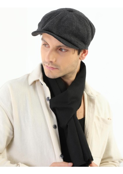 Erkek Antrasit Kasket Peaky Blinders Kaşe Kumaş Şapka Kasket fırsatları