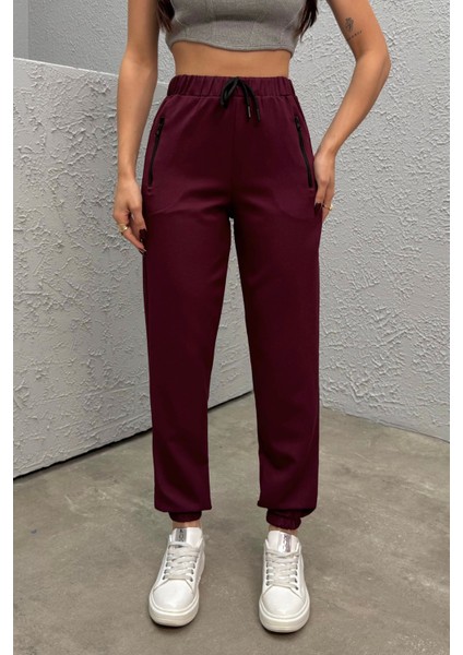 Kadın Yüksek Bel Likralı Jogger Beli Lastikli Pantolon