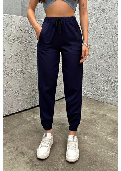 Kadın Yüksek Bel Likralı Jogger Beli Lastikli Pantolon