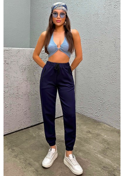 Kadın Yüksek Bel Likralı Jogger Beli Lastikli Pantolon