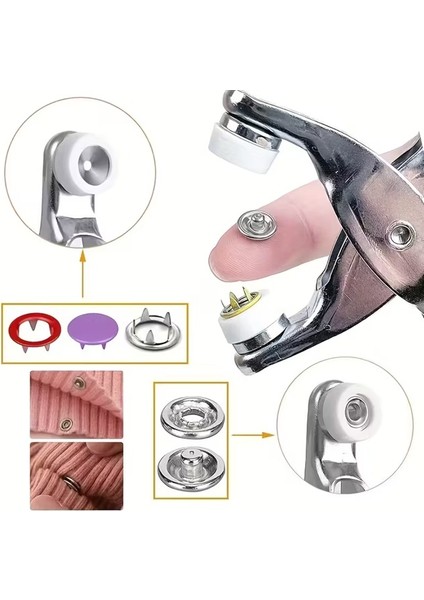 100 Adet Paslanmaz Çelik Çıtçıt ve Pense Seti - Profesyonel Metal Çıt Çıt Makinesi - Deri, Kumaş ve Tekstil Perçin Montaj Aparatı fiyatları