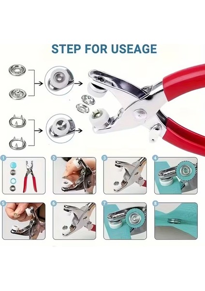 100 Adet Paslanmaz Çelik Çıtçıt ve Pense Seti - Profesyonel Metal Çıt Çıt Makinesi - Deri, Kumaş ve Tekstil Perçin Montaj Aparatı modelleri