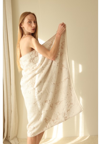 Marble %100 Pamuk Jakarlı Büyük Banyo Havlusu 90X150 cm