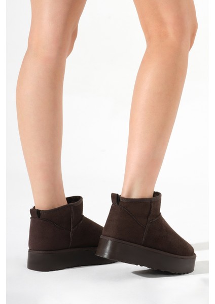 Kadın Kahve Kalın Poli Taban Içi Kürklü Süet Görünümlü Bot indirimleri