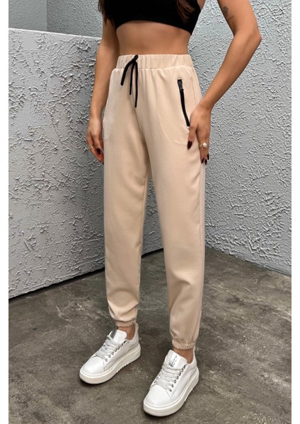 Kadın Yüksek Bel Likralı Jogger Beli Lastikli Pantolon fiyatları